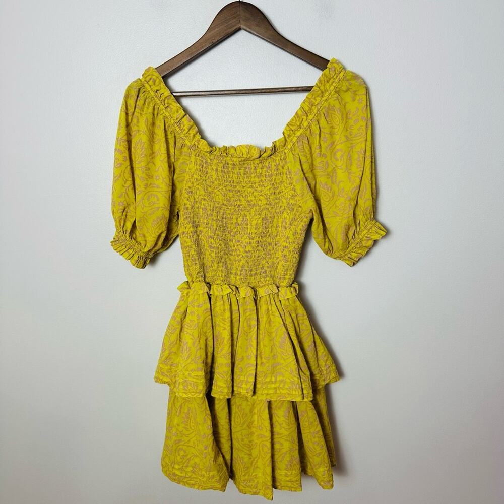 Cleobella Luna Mini Dress Women’s Size XS Organic Cotton Puff Sleeve Tiered - Picture 8 of 16